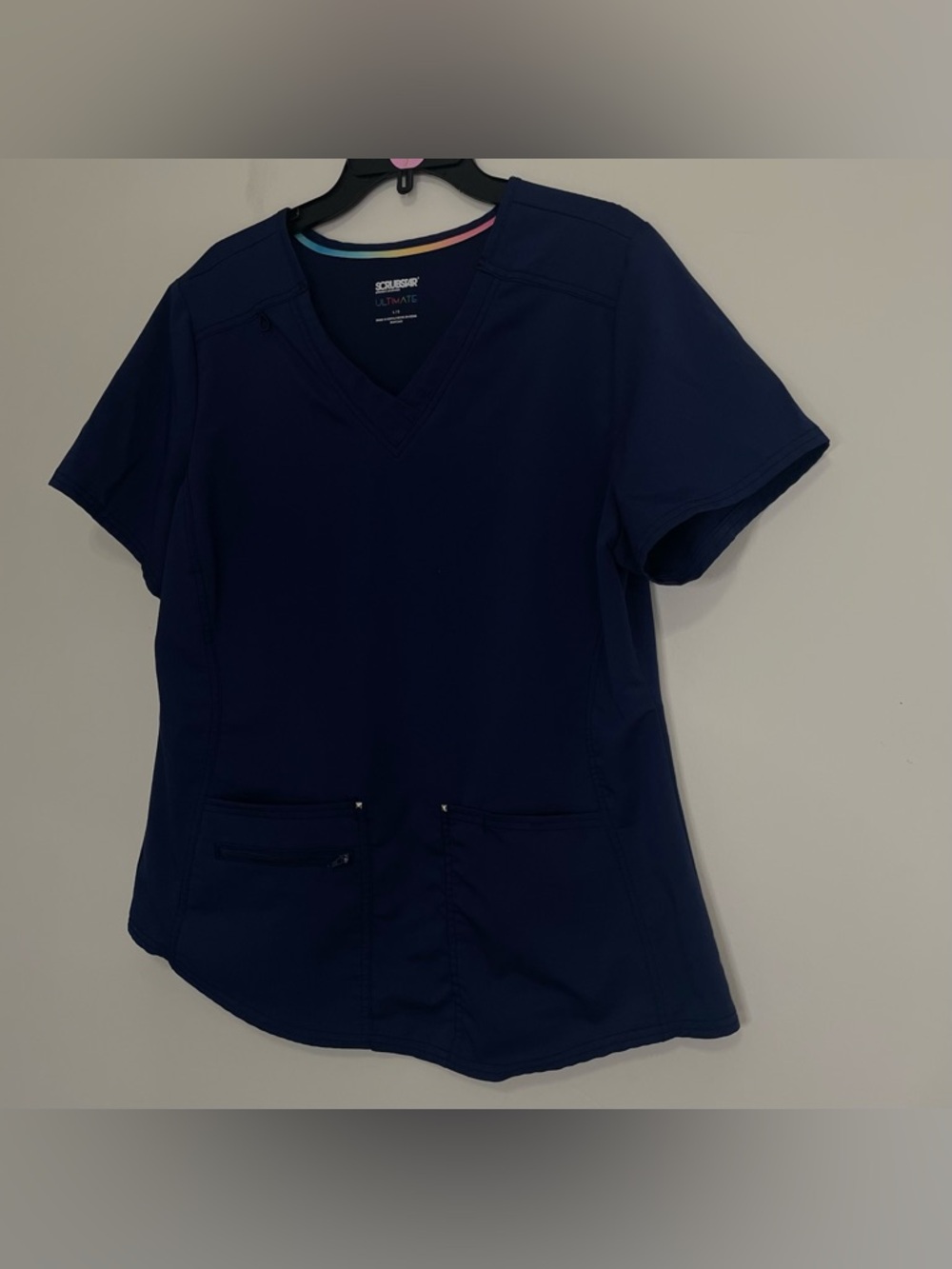Scrubstar‎ Navy Short Sleeve V-Neck Medical Scrub ~ Size Large ~ Medical Staff